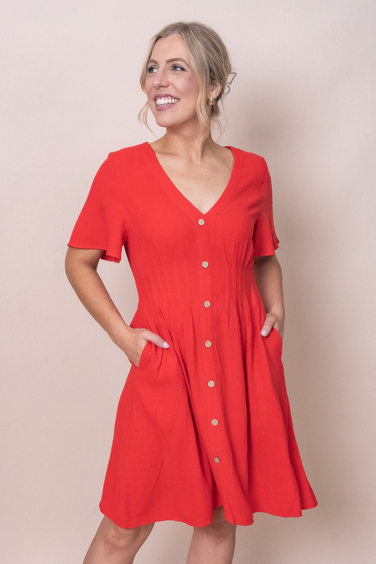 Delia Dress in Red