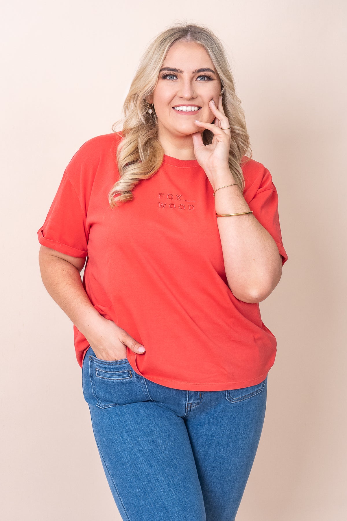 Huntleigh Oversized Tee in Cayenne - Foxwood