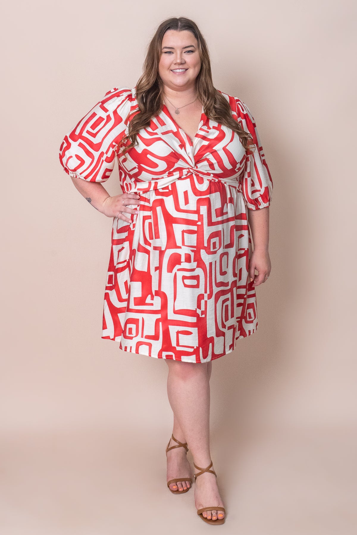 Geordie Dress in Rusty Red