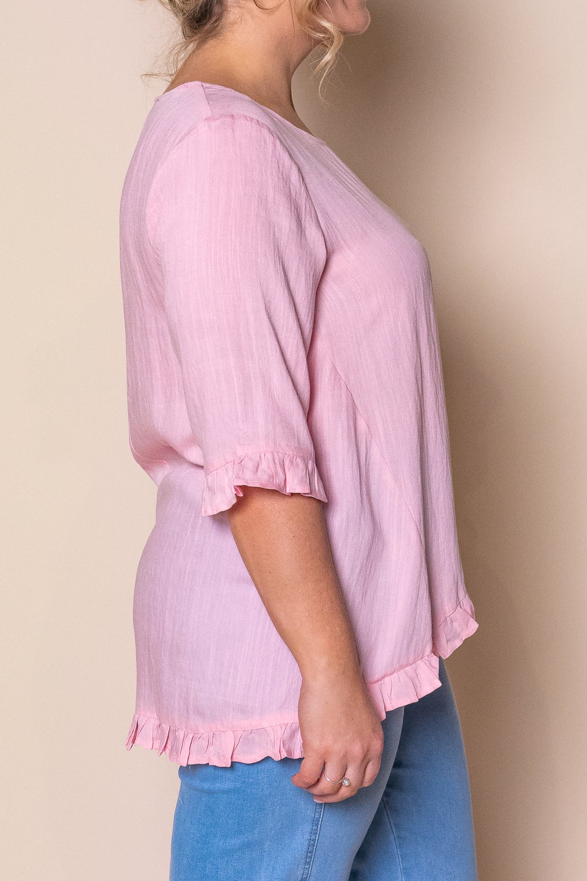 Lorin Ruffle Top in Pink