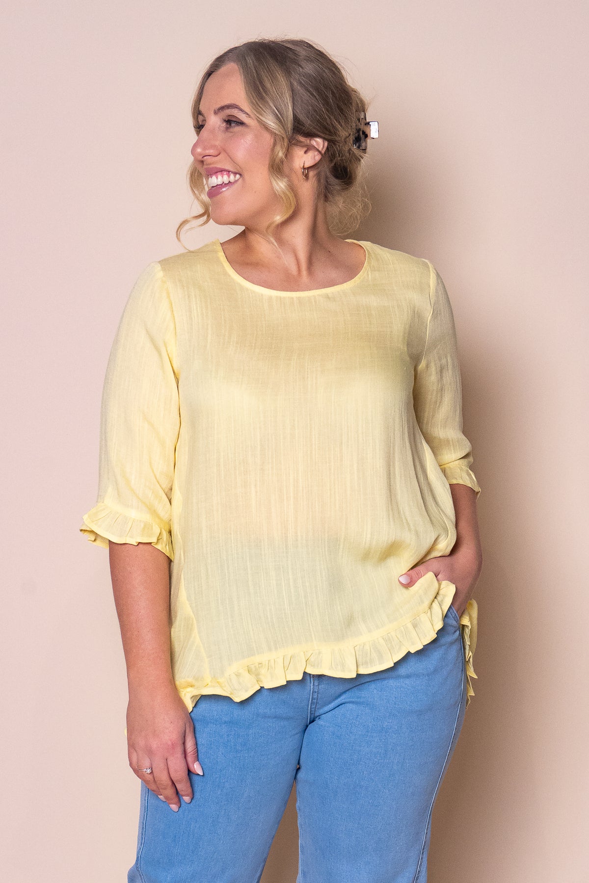 Lorin Ruffle Top in Yellow