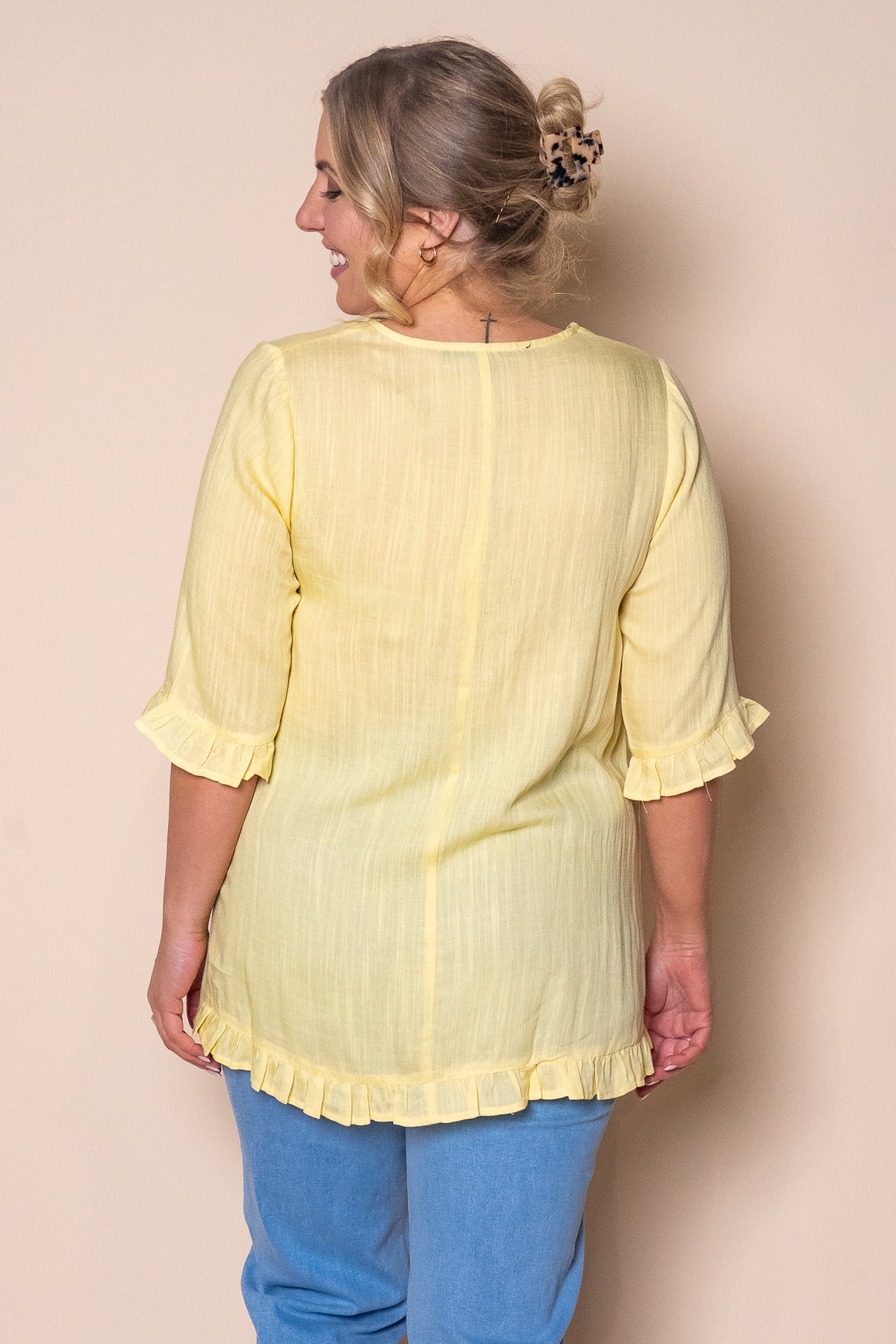 Lorin Ruffle Top in Yellow