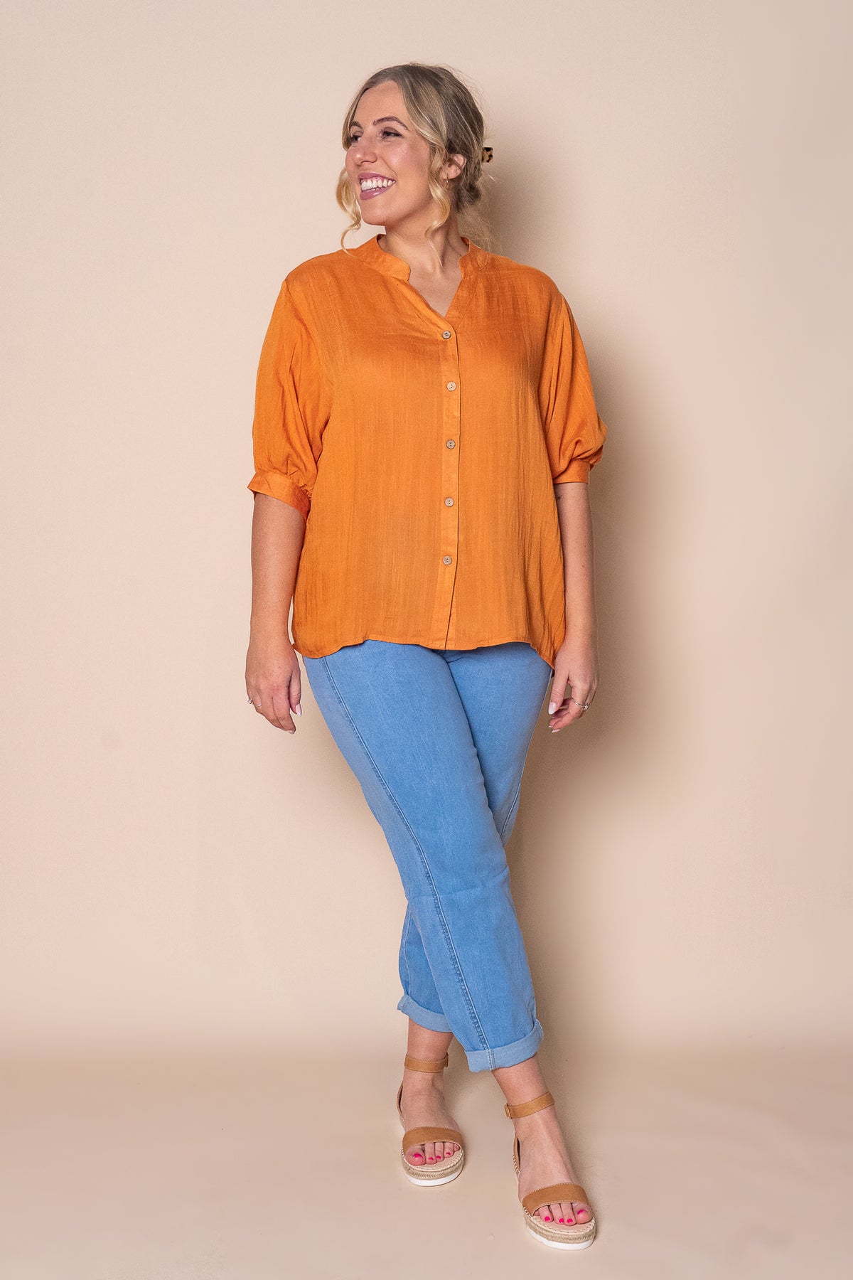 Perlina Top in Tangerine