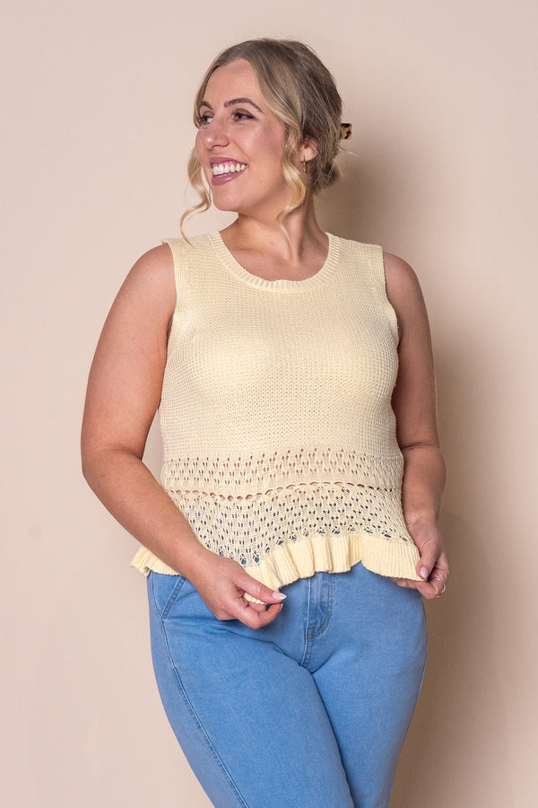 Catalina Knit Top in Pastel Yellow
