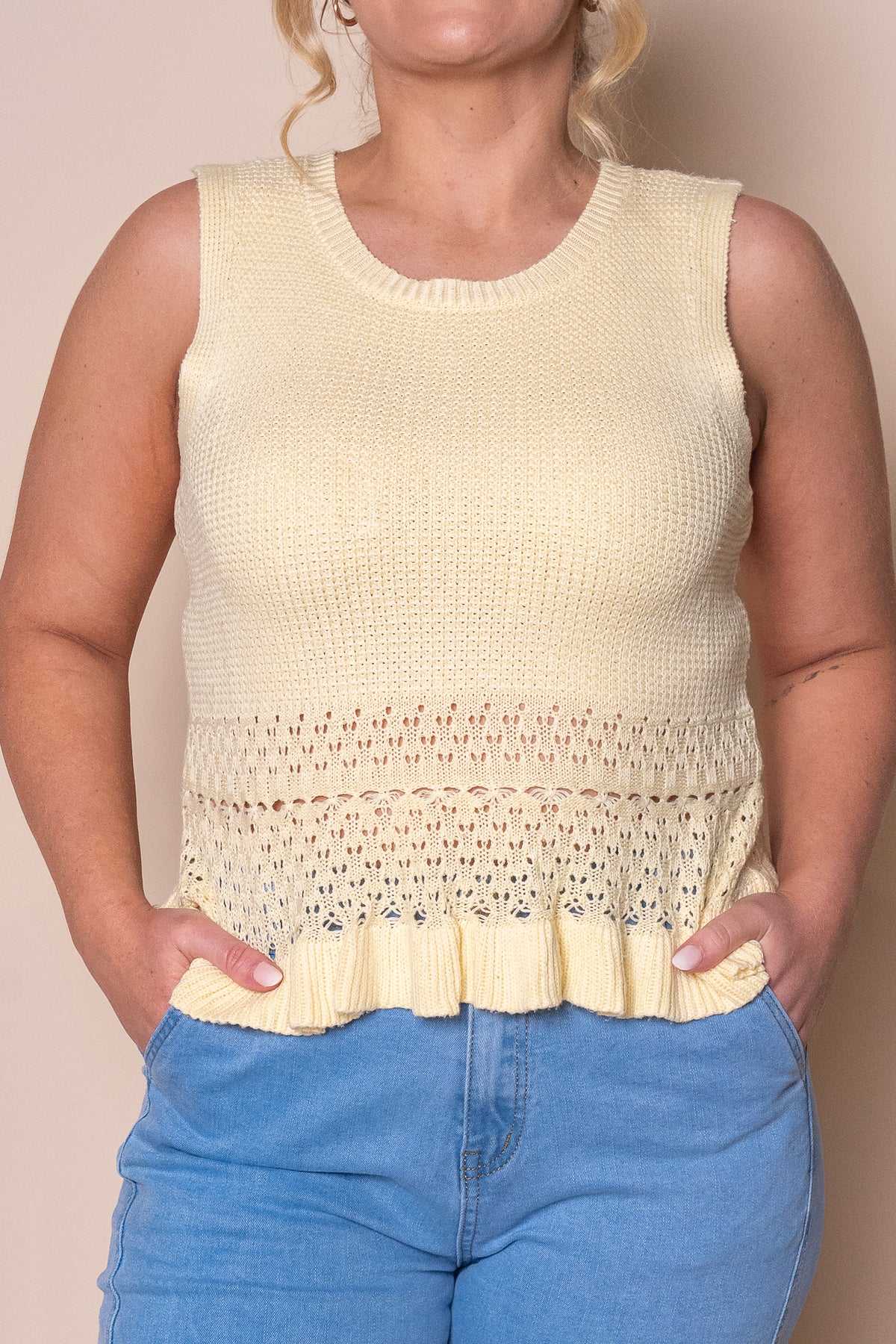 Catalina Knit Top in Pastel Yellow