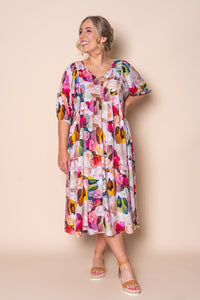 Simona Midi Dress in Pink Multi