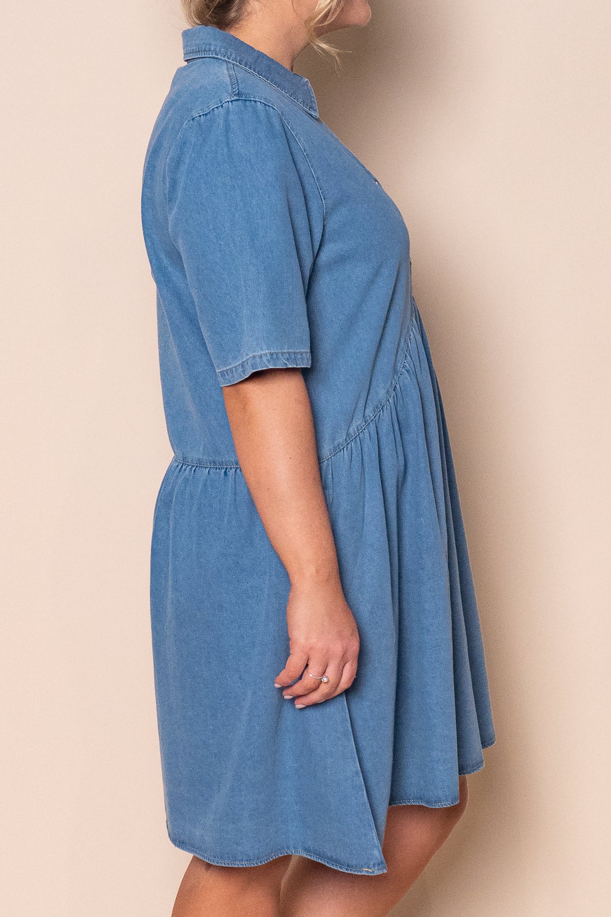 Cecily Denim Dress in Mid Blue