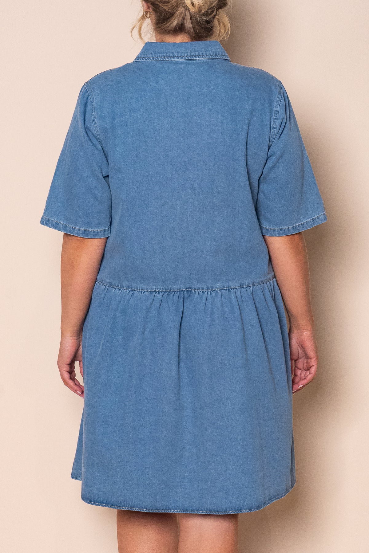 Cecily Denim Dress in Mid Blue