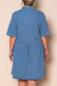 Cecily Denim Dress in Mid Blue