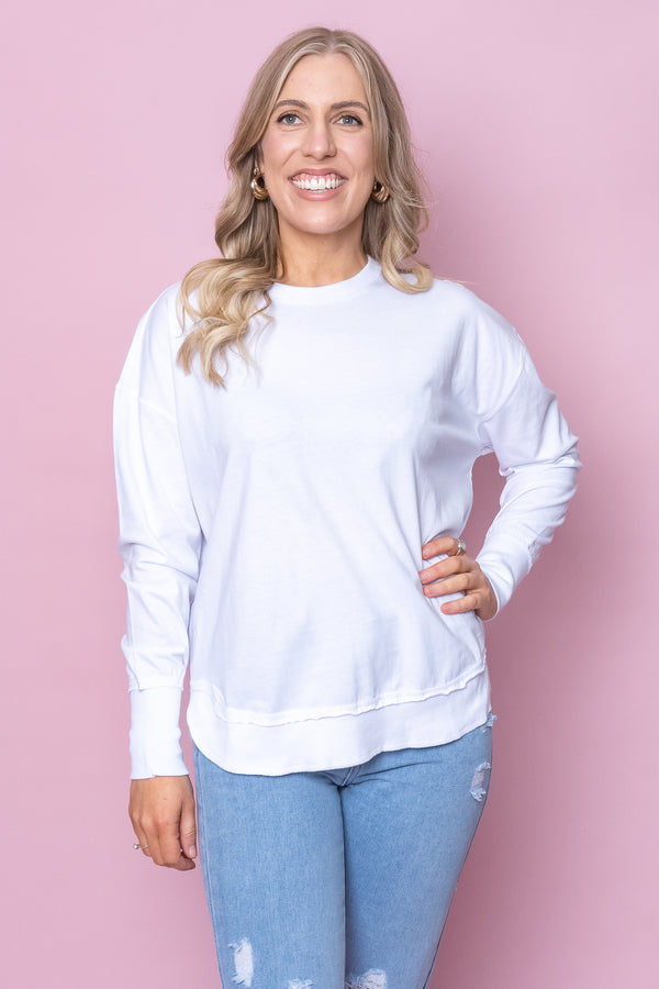 Farrah Long Sleeve top in White - Foxwood