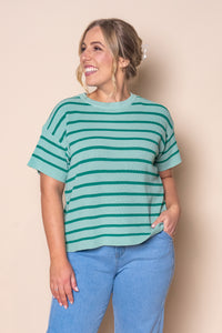 Kiley S/S Striped Knit Top in Mint