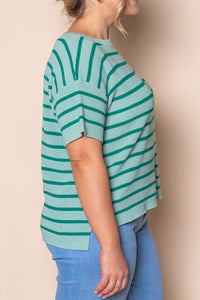 Kiley S/S Striped Knit Top in Mint