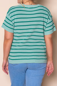 Kiley S/S Striped Knit Top in Mint