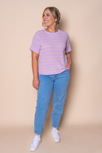 Kiley S/S Striped Knit Top in Lilac
