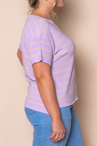 Kiley S/S Striped Knit Top in Lilac