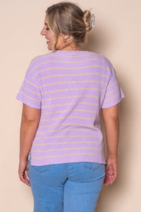 Kiley S/S Striped Knit Top in Lilac
