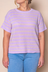 Kiley S/S Striped Knit Top in Lilac