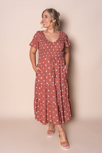 Vivien Midi Dress in Terracotta