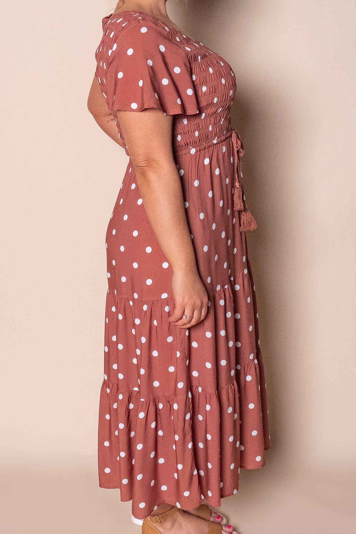 Vivien Midi Dress in Terracotta