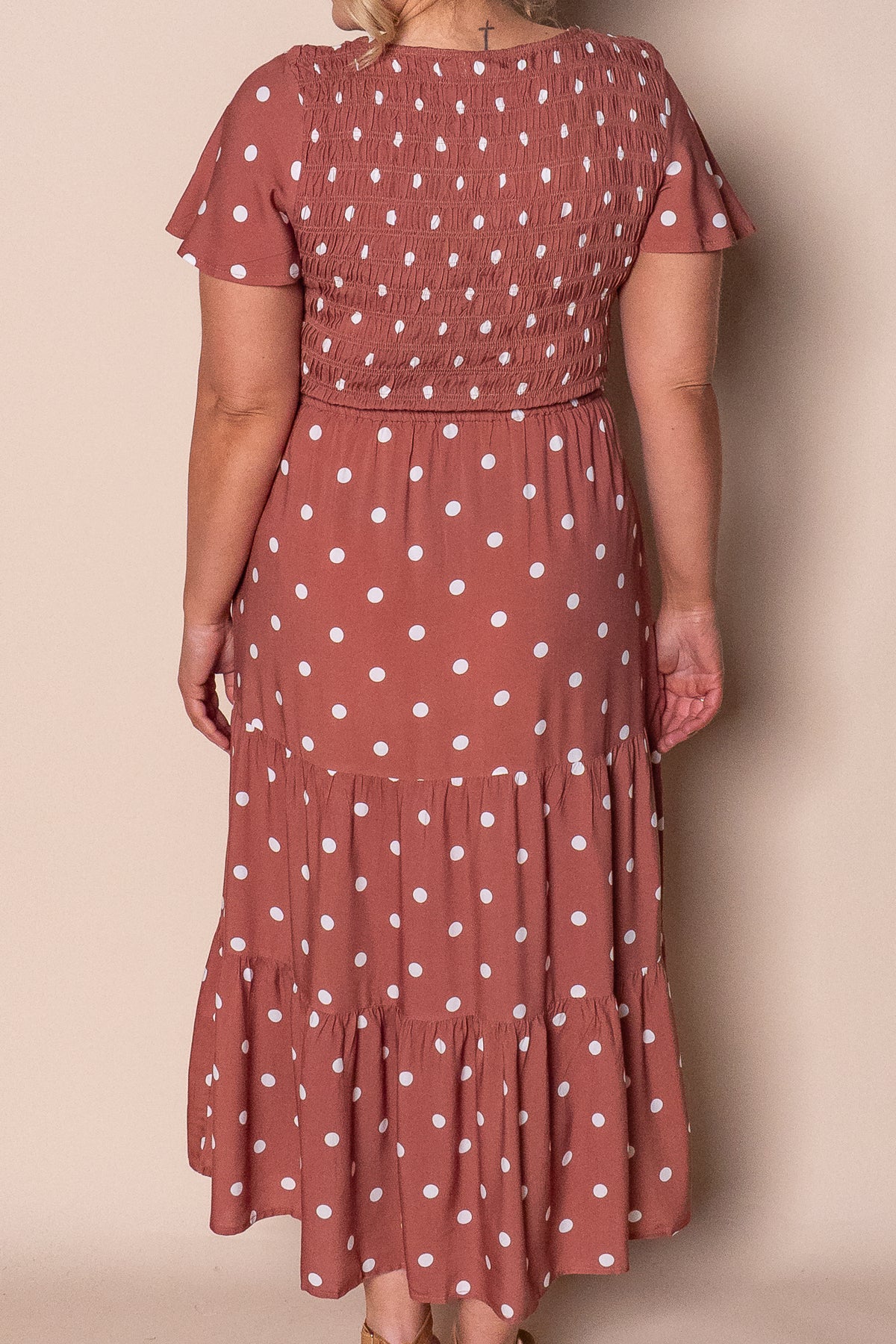 Vivien Midi Dress in Terracotta
