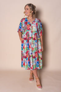 Zandra Midi Dress in Red Multi