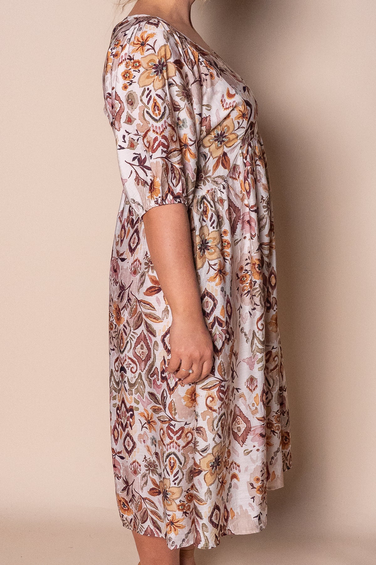 Diane Midi Dress in Mocha Multi