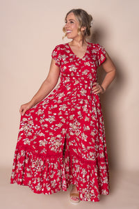 Sade Floral Maxi Dress in Red