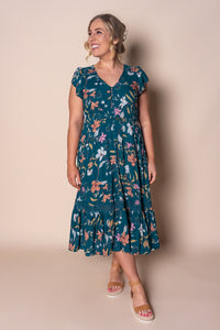 Temple Midi Dress in Teal