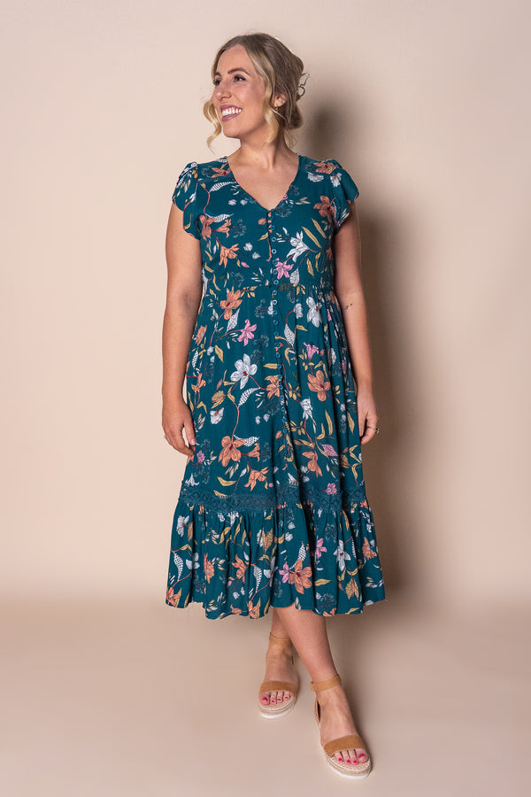 Temple Midi Dress in Teal