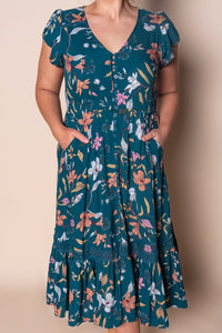 Temple Midi Dress in Teal