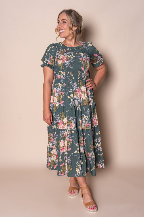 Hillary Midi Dress in Evergreen