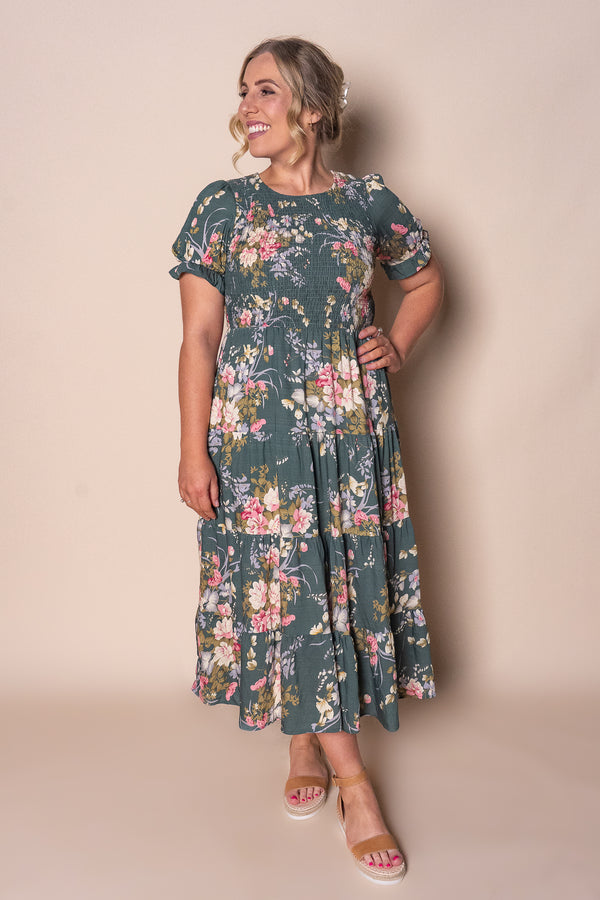 Hillary Midi Dress in Evergreen