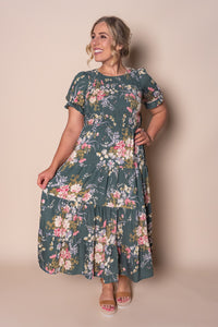 Hillary Midi Dress in Evergreen