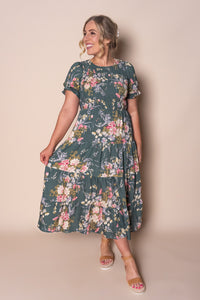Hillary Midi Dress in Evergreen