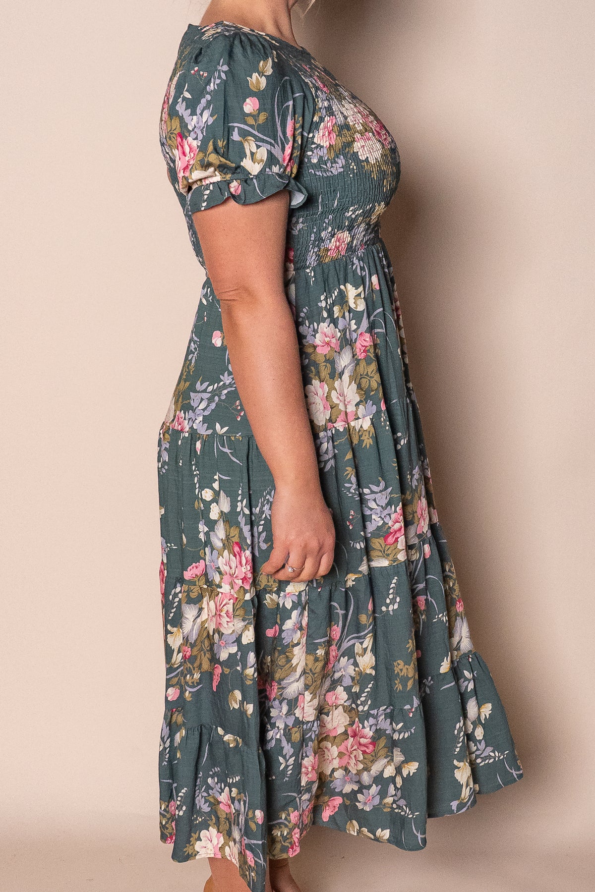 Hillary Midi Dress in Evergreen
