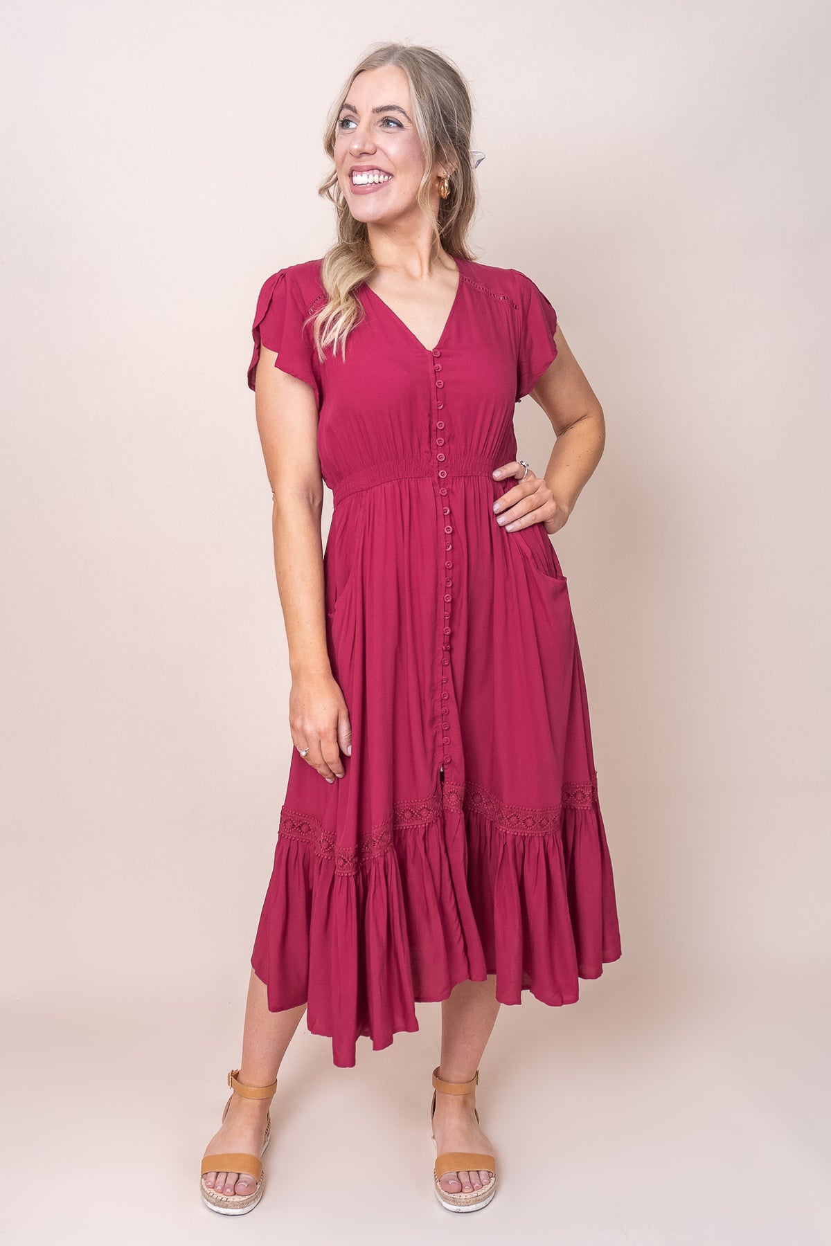 Genie Dress in Raspberry