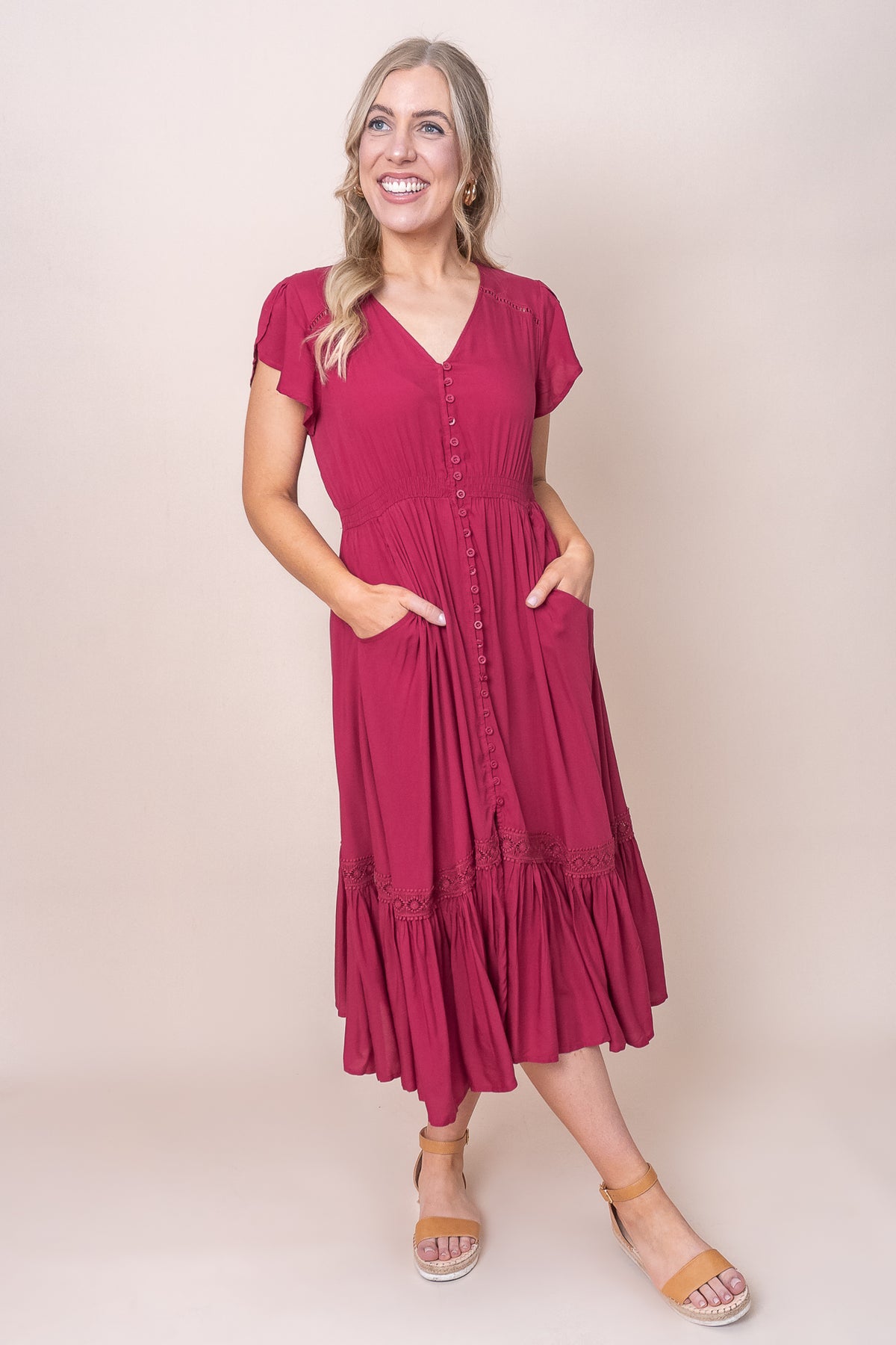 Genie Dress in Raspberry