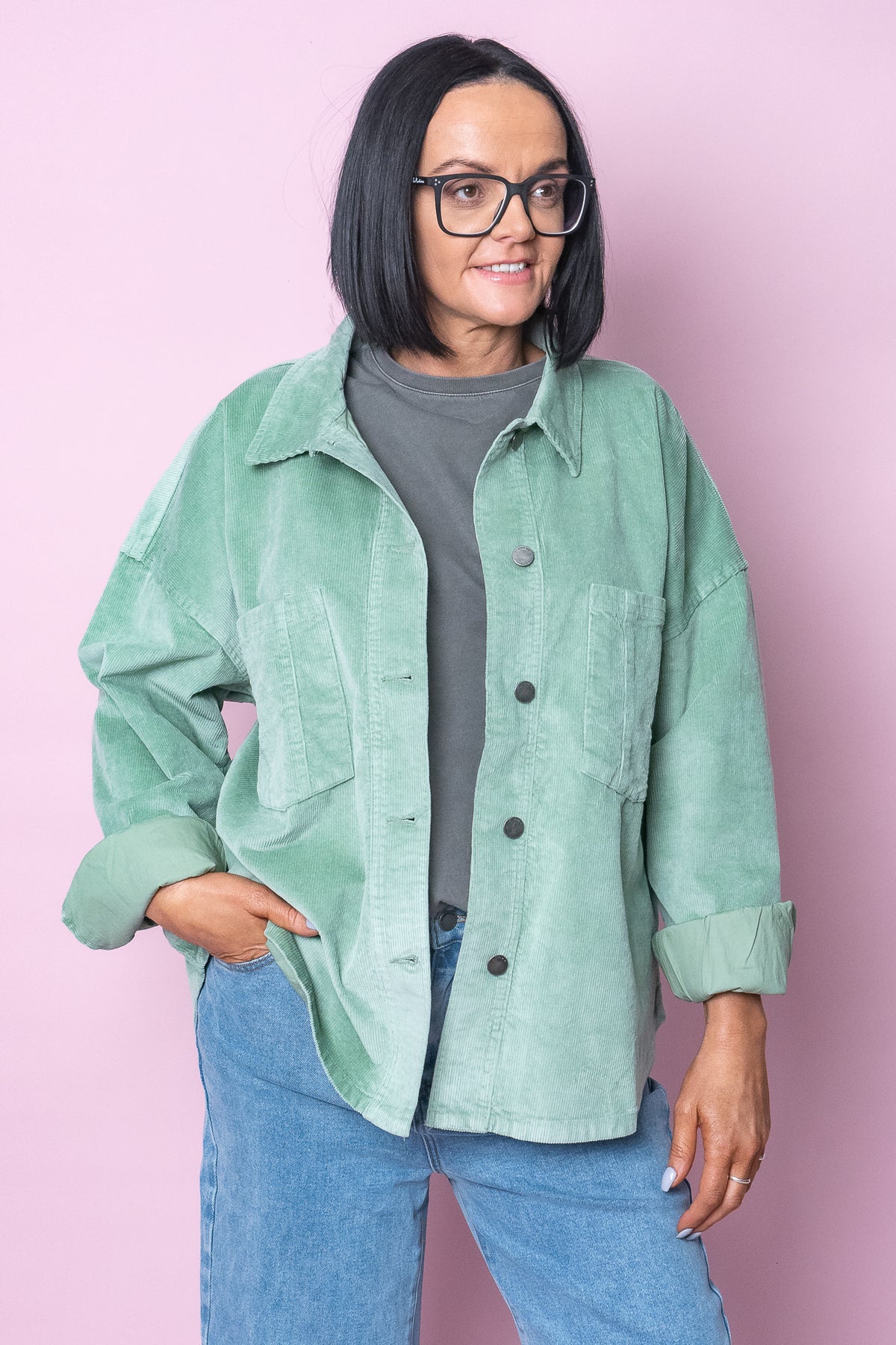 Emma Cord Shacket in Sage - All About Eve