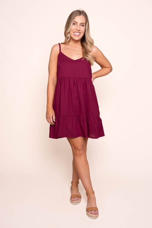 Soleil Mini Dress in Wine - All About Eve