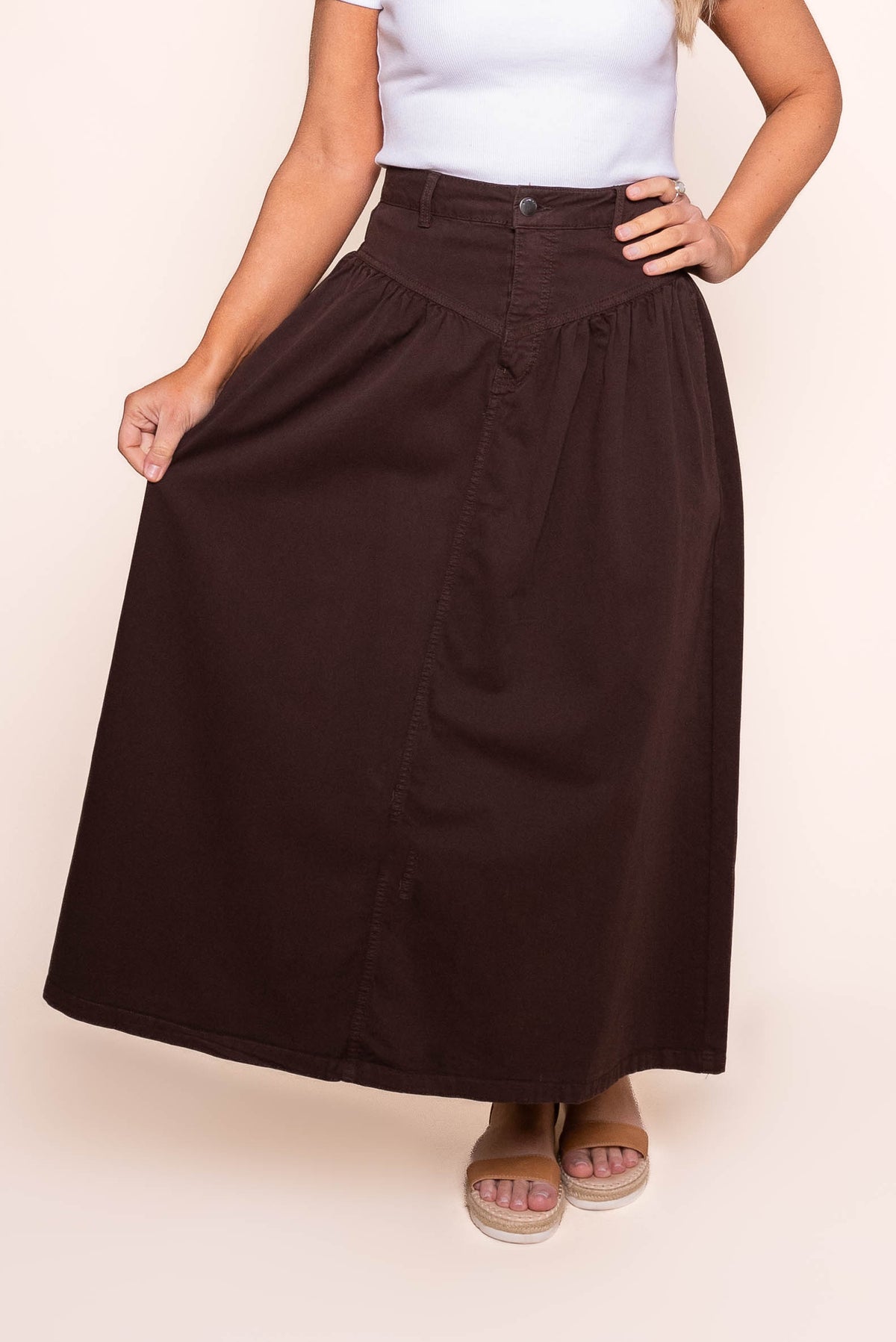 Arlo Maxi Skirt in Brown - All About Eve