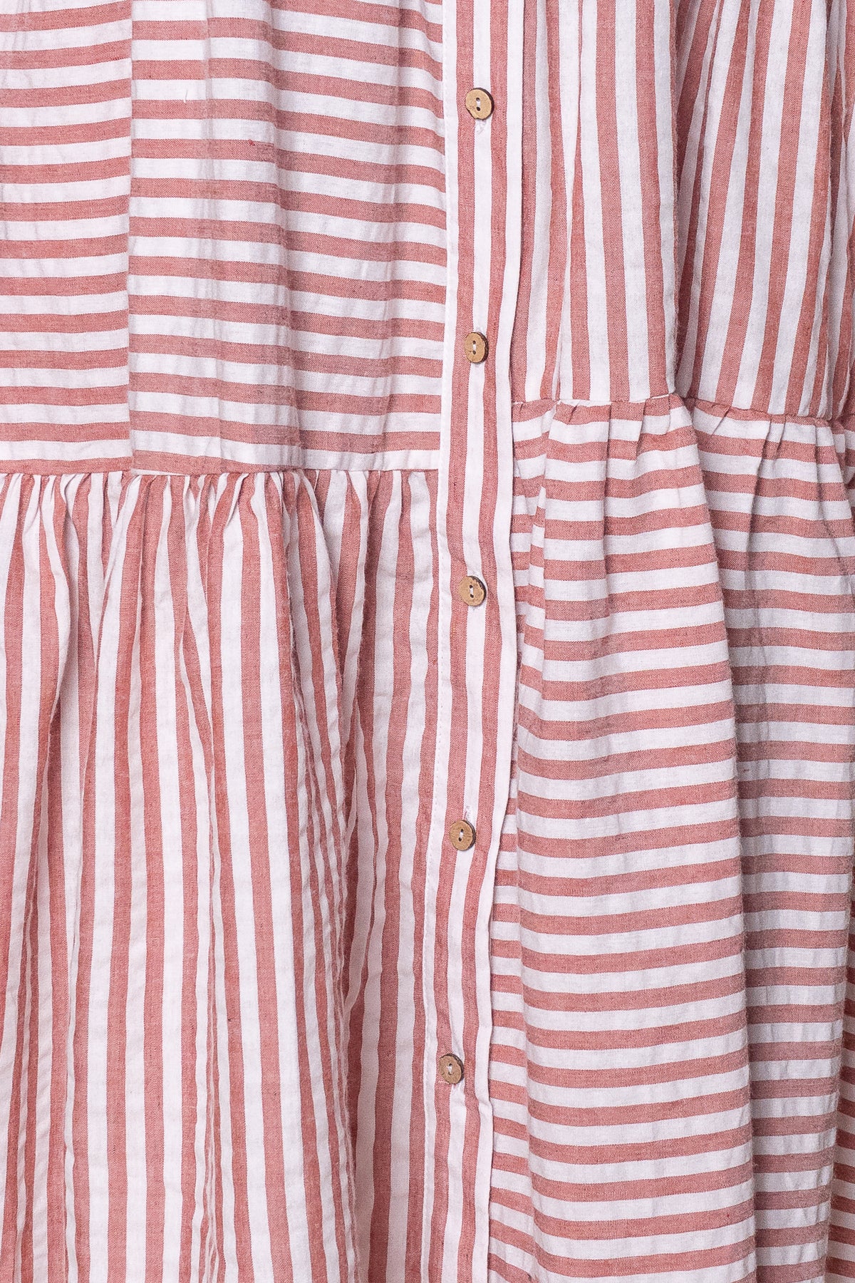 Kara Striped O/S Shirt Midi Dress in Terracotta