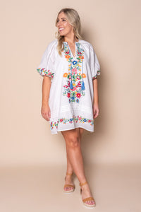 Orphea Embroidered Floral Dress in White