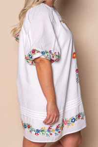 Orphea Embroidered Floral Dress in White