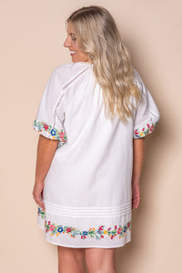 Orphea Embroidered Floral Dress in White