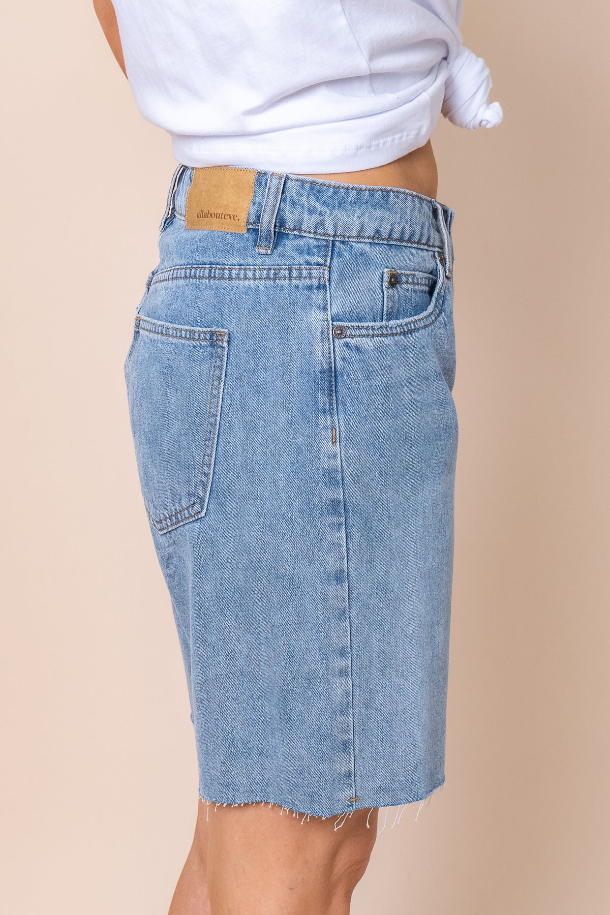 Lexie Denim Jort in Light Blue - All About Eve