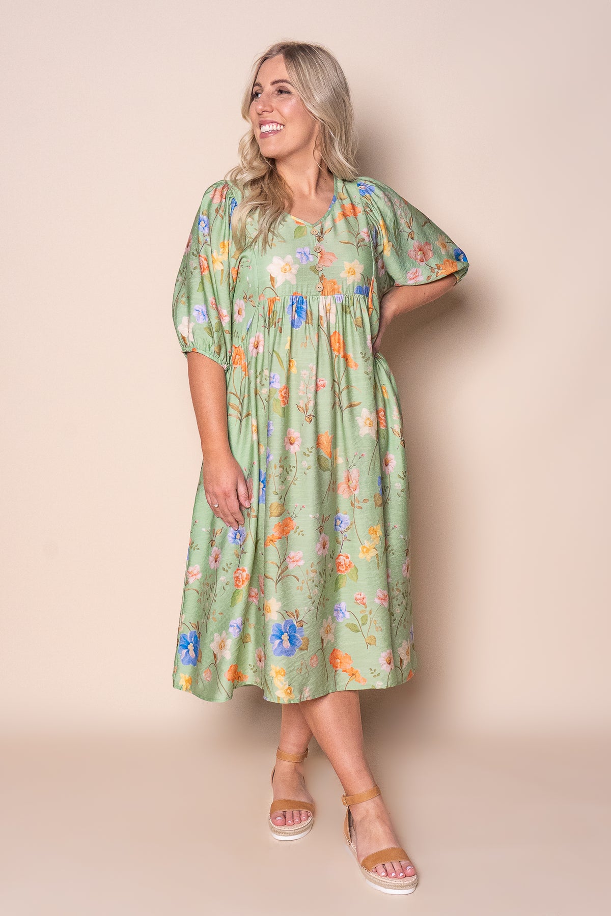 Anna Midi Dress in Sage