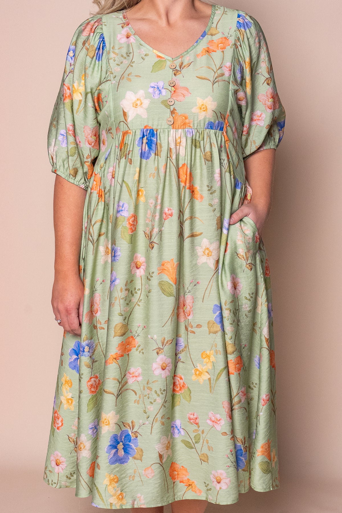 Anna Midi Dress in Sage