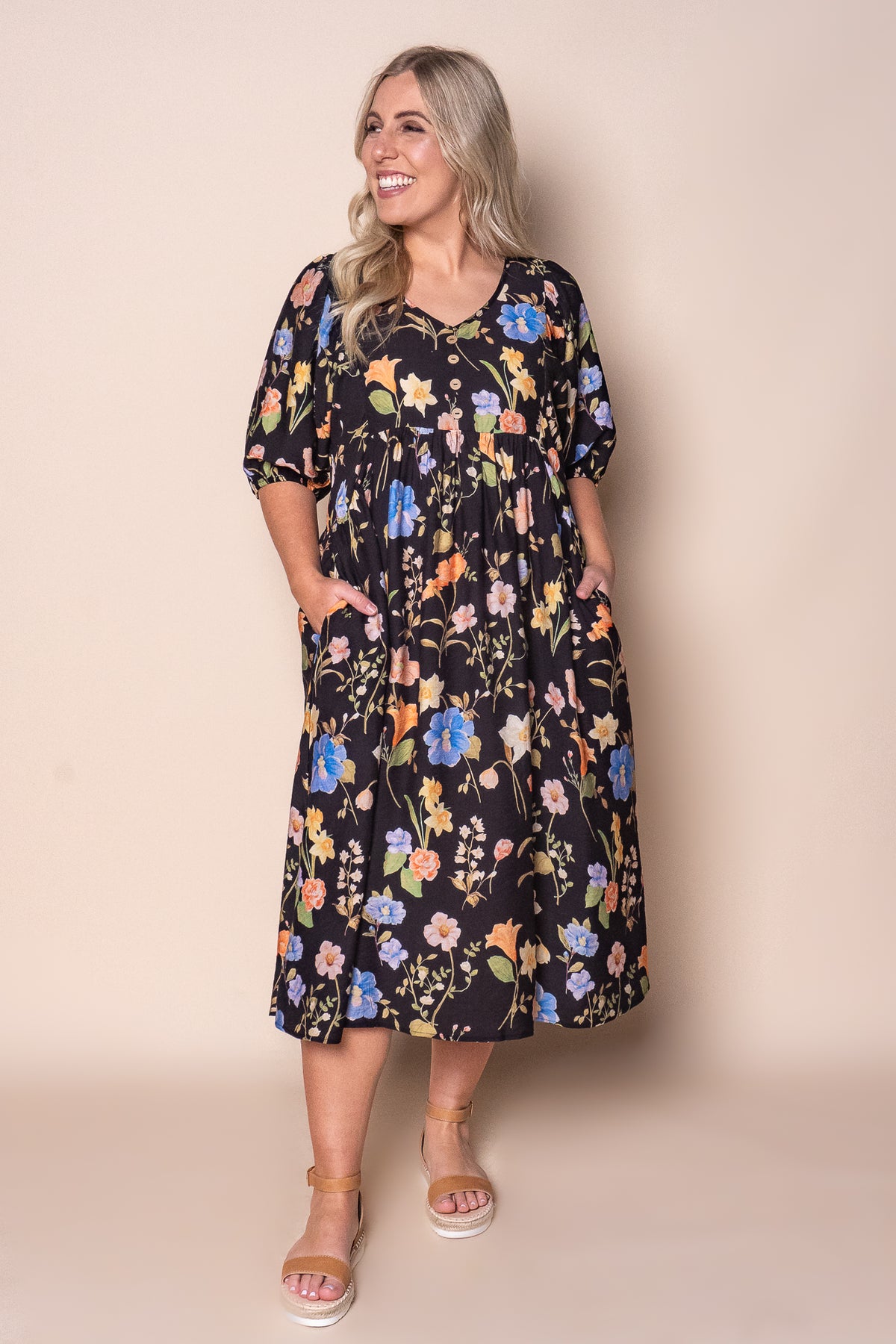 Anna Midi Dress in Black