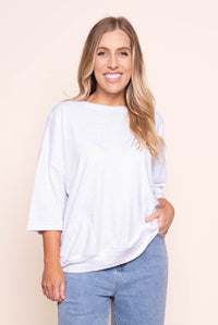 Mazie Sweat Top in White - Elm