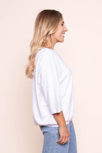Mazie Sweat Top in White - Elm